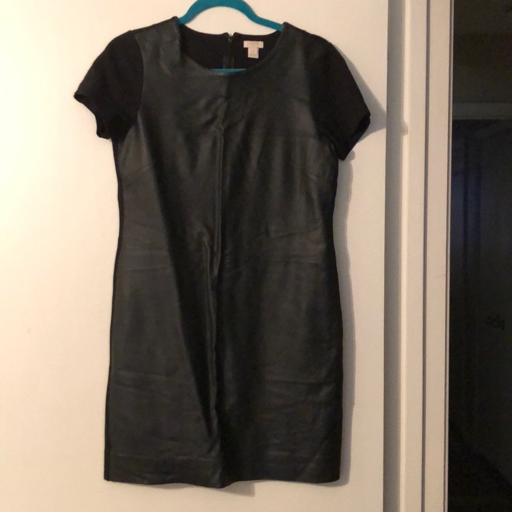 Leather j crew dress